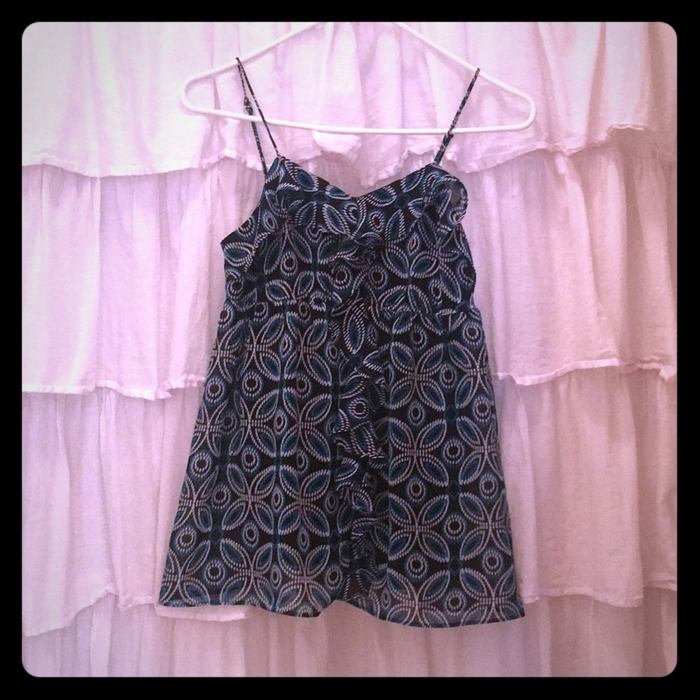 Ruffle front large design spaghetti strap